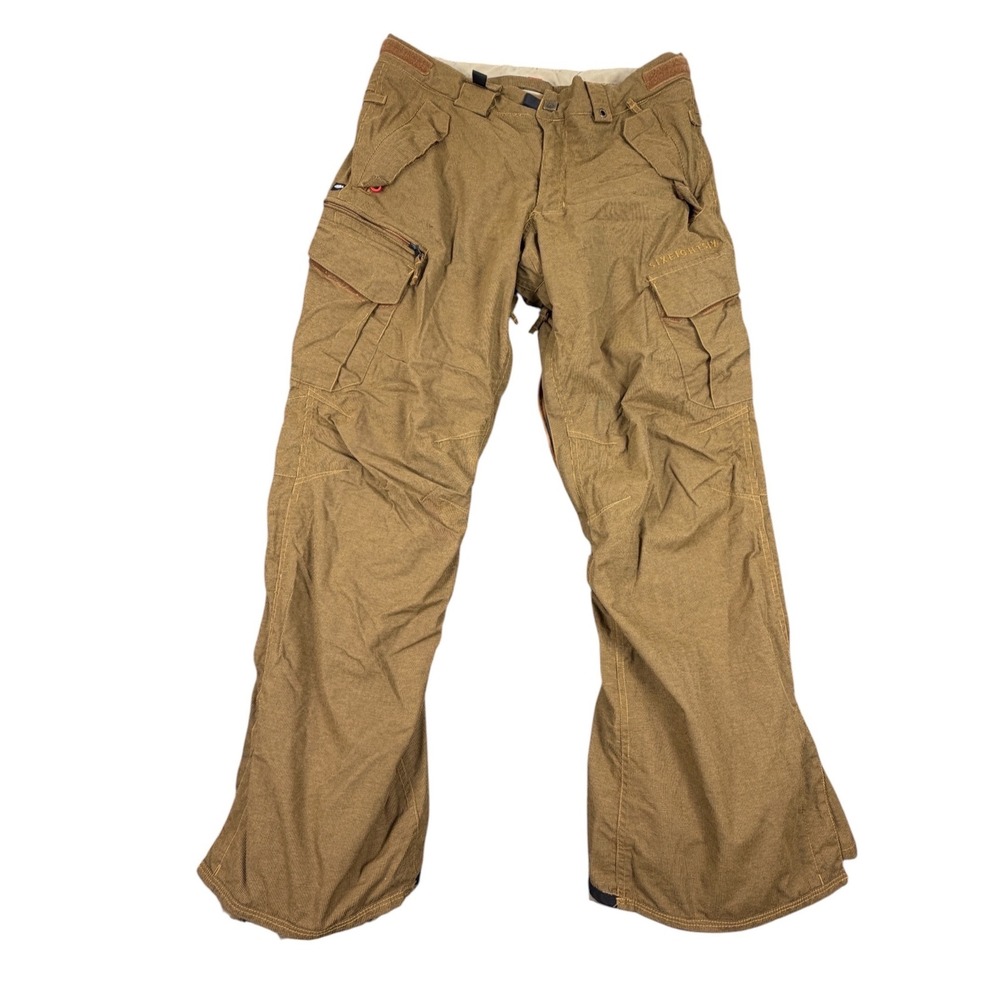 686 Smarty Men Snowboard Cargo Pants Brown Stripe Insulated Winter Ski M 34X30